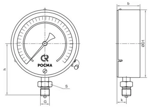 Мановакуумметр Росма ТМВ-610РМТИ.00 (-0.1-0.15 МПа) М20х1.5 1.0 ЗП общетехнический 150 мм, манометр точных измерений, радиальное присоединение,-0.1-0.15 МПа, резьба М20х1.5, класс точности 1.0