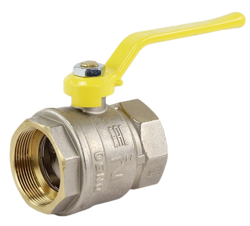 Кран шаровой LD Pride 47.32.В-В.Р GAS (аналог 11Б27П) 1 1/4″ Ду32 Ру25 ГАЗ полнопроходной, двухходовой, латунь ЛС59-1 никелированная, уплотнение - фторопласт, внутренняя резьба, ручка-рычаг