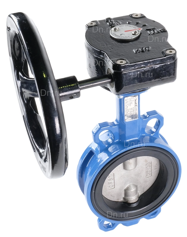 Затвор дисковый поворотный Tecofi VPI 4449-08 Ду50 Ру16 межфланцевый, корпус - ковкий чугун EN-GJS-500-7, диск - нержавеющая сталь CF8M, уплотнение - EPDM, с редуктором
