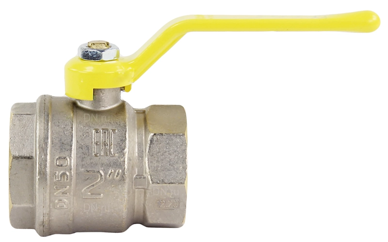 Кран шаровой LD Pride 47.32.В-В.Р GAS (аналог 11Б27П) 1 1/4″ Ду32 Ру25 ГАЗ полнопроходной, двухходовой, латунь ЛС59-1 никелированная, уплотнение - фторопласт, внутренняя резьба, ручка-рычаг