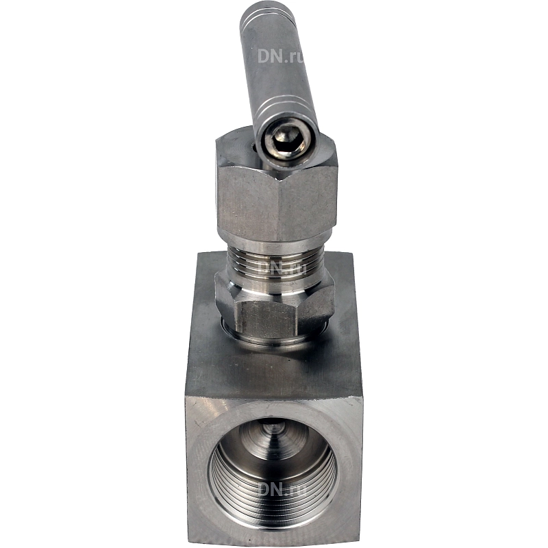 Клапан игольчатый VN3232M-T-Ht 1″ Ду25 Ру400 резьбовой, корпус - нержавеющая сталь 316, уплотнение - металл, с Т-образной рукояткой