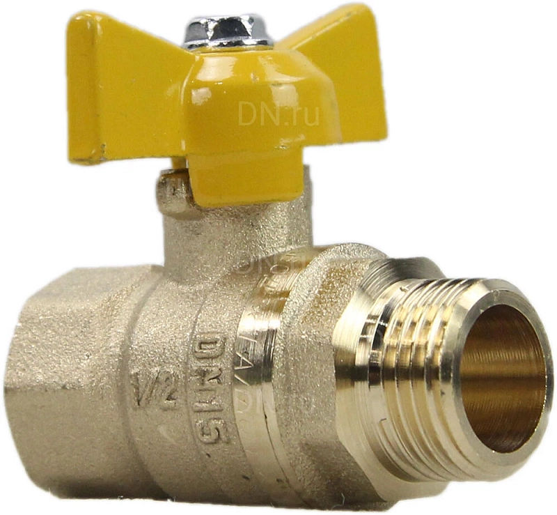 Кран шаровой ГАЛЛОП Стандарт 231 1/2″ Ду15 Ру40 ГАЗ полнопроходной, латунь, уплотнение - PTFE, внутренняя резьба / наружная резьба, ручка-бабочка